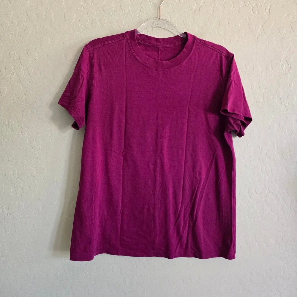 Lululemon All Yours Cotton T-shirt‎ Magenta Purple Activewear Casual Athleisure